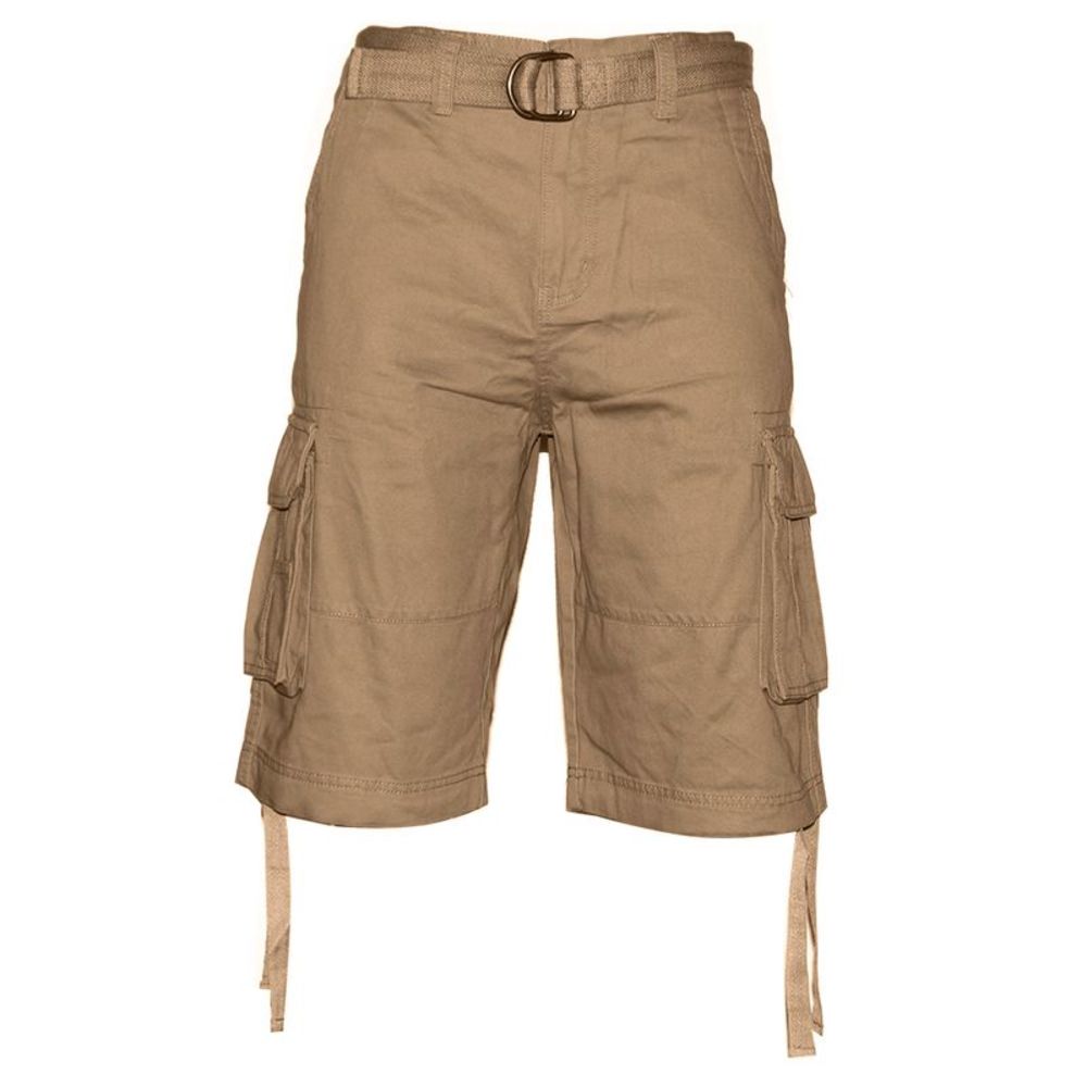 Men's Cargo Shorts Pocket Lightweight Cotton Belted Cargo Shorts Khaki